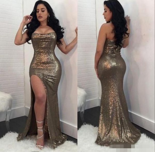 bling sequins strapless prom dresses mermaid side slit high split long evening party gown formal occasion wear custom made, Black
bling sequins strapless prom dresses mermaid side slit high split long evening party gown formal occasion wear custom made, Black