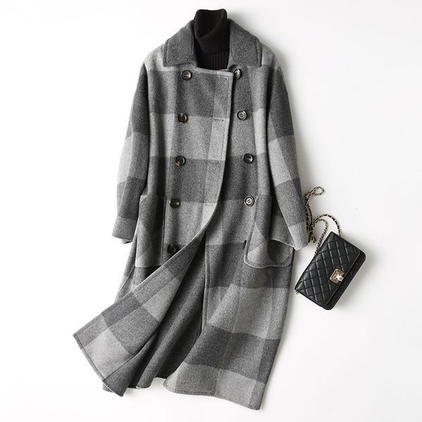 women's wool & blends 4040 winter coat women england style plaid female autumn long jacket outwear casaco feminino 37348 yq3396, Black
women's wool & blends 4040 winter coat women england style plaid female autumn long jacket outwear casaco feminino 37348 yq3396, Black