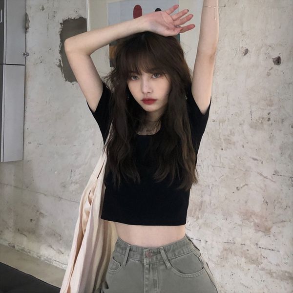 summer 2020 bm style short collarbone pure color all-match short-sleeved t-shirt women's slim and slim square collar top, White
summer 2020 bm style short collarbone pure color all-match short-sleeved t-shirt women's slim and slim square collar top, White