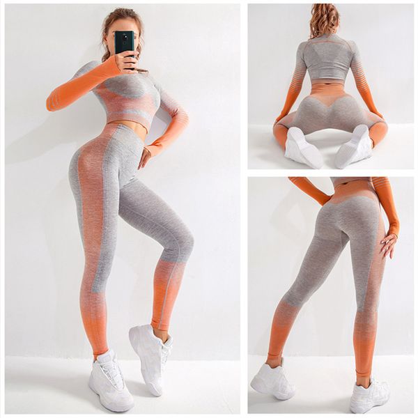 2 pieces women's seamless yoga set, fitness tracksuit, long sleeve crop high waist energy seamless leggings, White;black
2 pieces women's seamless yoga set, fitness tracksuit, long sleeve crop high waist energy seamless leggings, White;black