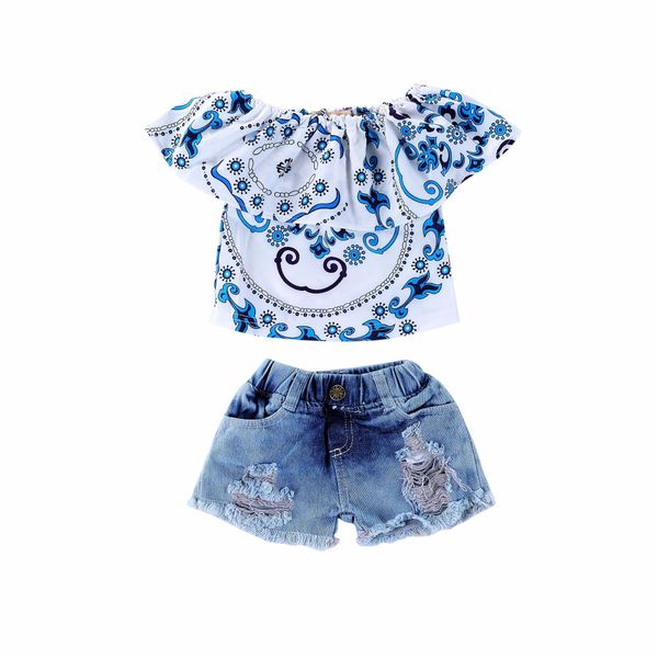 retail girls boutique outfits summer 3pcs shorts set blue and white porcelain printed hole denim shorts baby tracksuit designer clothes
retail girls boutique outfits summer 3pcs shorts set blue and white porcelain printed hole denim shorts baby tracksuit designer clothes