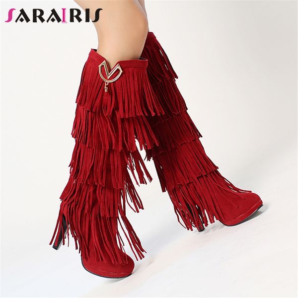 sarairis new big size 33-43 fashion fringe boots ladies high heels shoes woman party attractive knee high boots women 2019, Black
sarairis new big size 33-43 fashion fringe boots ladies high heels shoes woman party attractive knee high boots women 2019, Black