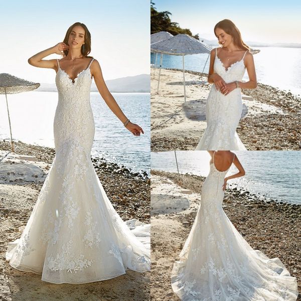 eddy k 2019 mermaid wedding dresses spaghetti v neck lace appliqued satin bridal gowns country bohemian vintage beach wedding dress, White
eddy k 2019 mermaid wedding dresses spaghetti v neck lace appliqued satin bridal gowns country bohemian vintage beach wedding dress, White