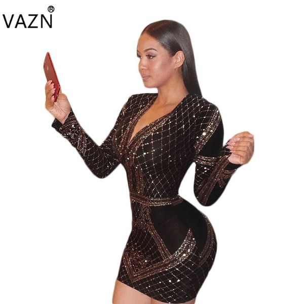 vazn 2018 slim temperate fashion bandage dress full sleeve mini dress v-neck bodycon dress cm120 q1118, Black;gray
vazn 2018 slim temperate fashion bandage dress full sleeve mini dress v-neck bodycon dress cm120 q1118, Black;gray