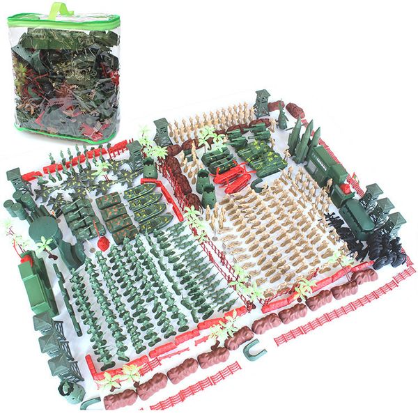 

military model dolls toy, world war ii sand table scene with 520 pieces soldiers, tank or aircraft, for party kid' birthday' gift