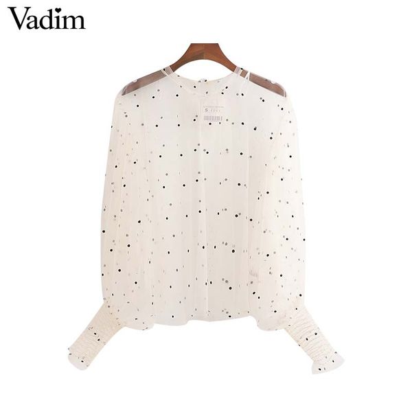 vadim women chic see through beige blouse long sleeve o neck female casual loose shirt oversized blusas lb409, White
vadim women chic see through beige blouse long sleeve o neck female casual loose shirt oversized blusas lb409, White