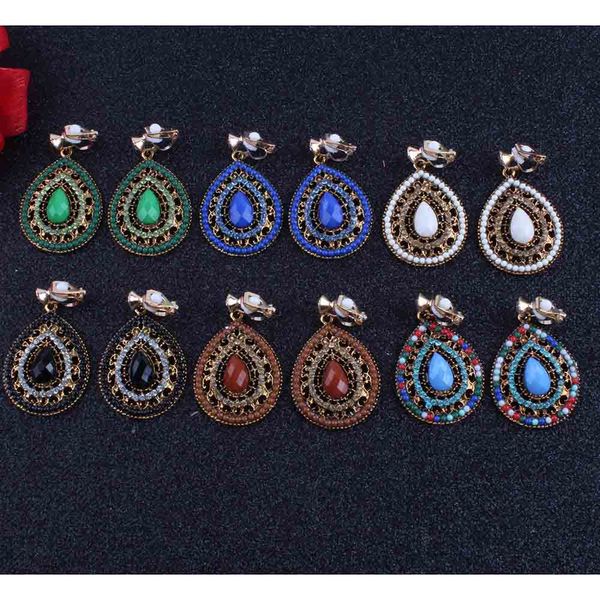 new party 6 color bijoux bohemia statement crystal clip on earrings without piercing boho turkish vintage ethnic jewelry, Silver
new party 6 color bijoux bohemia statement crystal clip on earrings without piercing boho turkish vintage ethnic jewelry, Silver