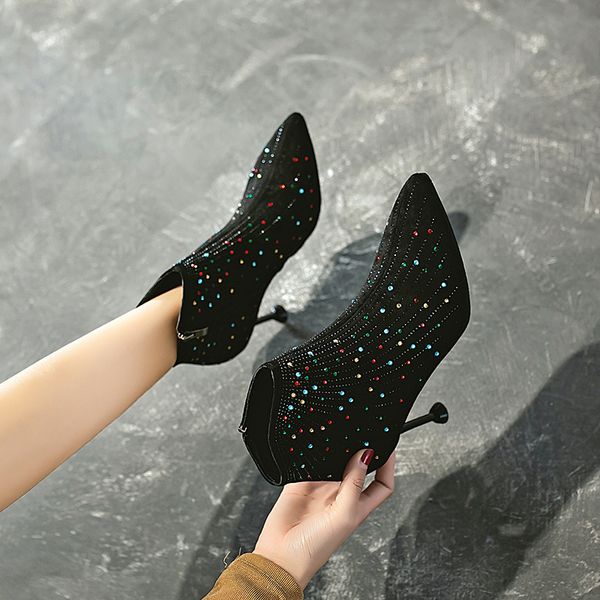 pointy boot women's rubber boots fashion womens shoes 2019 zipper booties ladies boots-women crystal winter footwear pointe, Black
pointy boot women's rubber boots fashion womens shoes 2019 zipper booties ladies boots-women crystal winter footwear pointe, Black