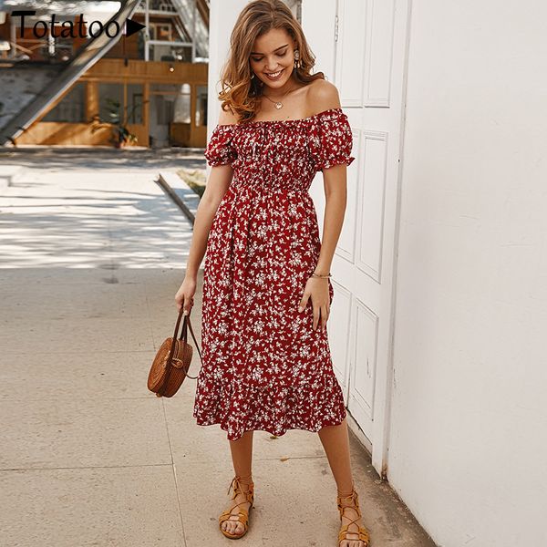 totatoop off shoulder boho beach dress floral print high waist women midi dress holiday summer ladies sundress 2020, Black;gray
totatoop off shoulder boho beach dress floral print high waist women midi dress holiday summer ladies sundress 2020, Black;gray