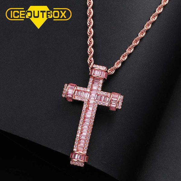 fashion pink baguette cross pendant necklace for women men's hip hop jewelry iced out cubic zircon cuban rope tennis chain gifts, Silver
fashion pink baguette cross pendant necklace for women men's hip hop jewelry iced out cubic zircon cuban rope tennis chain gifts, Silver