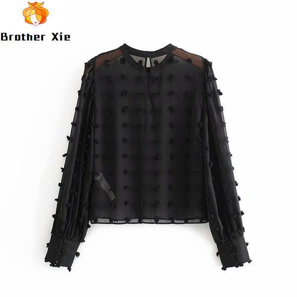 women transparent dot blouses shirts o-neck long sleeve stylish shirt tunic chic see through black chiffon blouse blusas, White
women transparent dot blouses shirts o-neck long sleeve stylish shirt tunic chic see through black chiffon blouse blusas, White