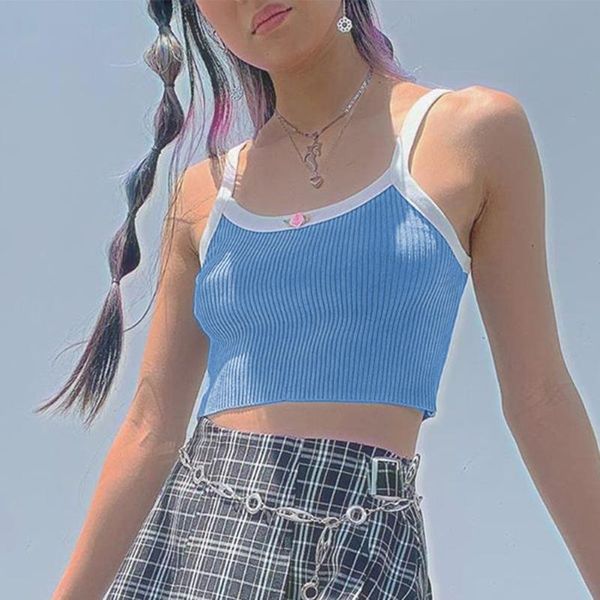 women's tanks & camis streetwear crop women contrast color strap summer cami korean style slim camisole tees, White
women's tanks & camis streetwear crop women contrast color strap summer cami korean style slim camisole tees, White