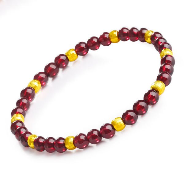 new pure 24k yellow gold faceted bead gold bead with garnet bracelet, Golden;silver
new pure 24k yellow gold faceted bead gold bead with garnet bracelet, Golden;silver