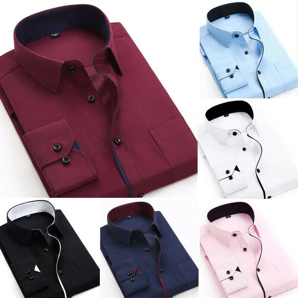 men's dress shirts plus size s-4xl shion formal long sleeve shirt button up business work clothes top, White;black
men's dress shirts plus size s-4xl shion formal long sleeve shirt button up business work clothes top, White;black