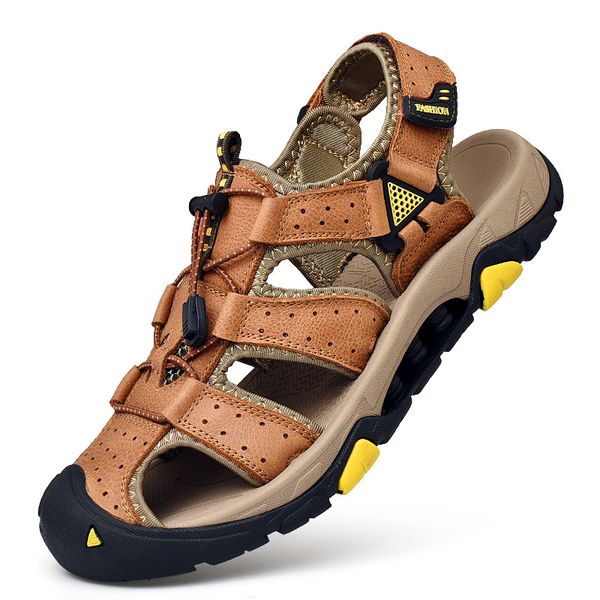 classic men outdoor mountaineering sandals leather breathable sports anti-slip baotou anti-collision head soft beach shoes, Black
classic men outdoor mountaineering sandals leather breathable sports anti-slip baotou anti-collision head soft beach shoes, Black