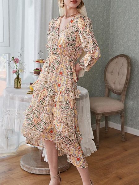 2020 new v-neck women floral midi dress spring summer lady slim ruffled female long dresses asymmetry clothes for holiday party, Black;gray
2020 new v-neck women floral midi dress spring summer lady slim ruffled female long dresses asymmetry clothes for holiday party, Black;gray