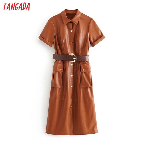 tangada women pu faux leather dress with belt short sleeve retro elegant ladies brown mid dress vestido 3h166, Black;gray
tangada women pu faux leather dress with belt short sleeve retro elegant ladies brown mid dress vestido 3h166, Black;gray