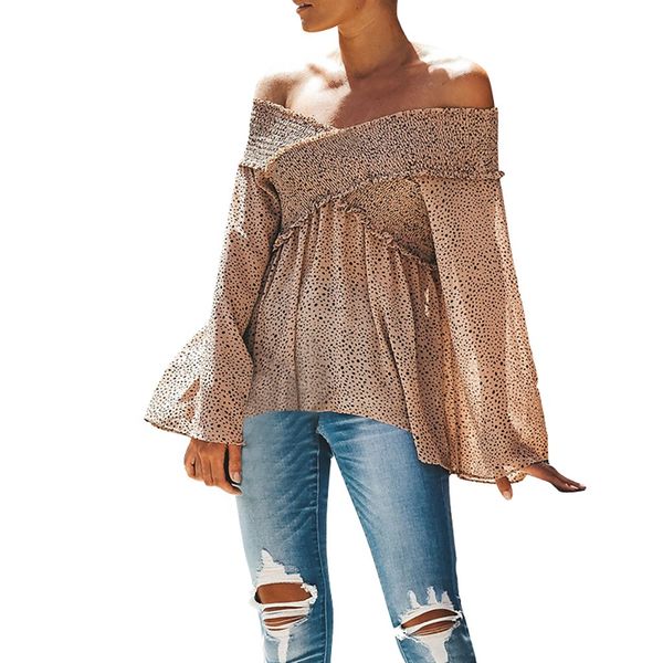 chamsgend long sleeve women off the shoulder blouse flare sleeve blouse women print cross chiffon top, White
chamsgend long sleeve women off the shoulder blouse flare sleeve blouse women print cross chiffon top, White