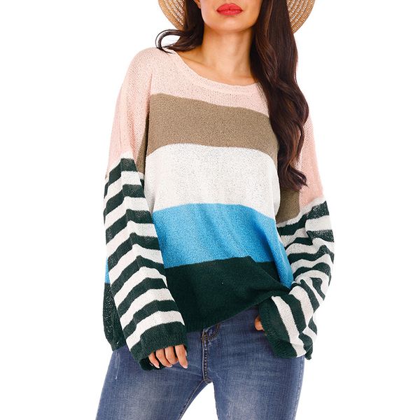 autumn winter women sweaters large size round neck striped loose casual knitwear sweater pullover pull jumper, White;black
autumn winter women sweaters large size round neck striped loose casual knitwear sweater pullover pull jumper, White;black