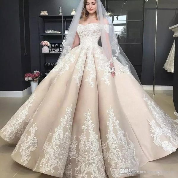 vintage puffy light champagne wedding dresses off the shoulder applique 2019 off shoulder full length church garden princess wedding gown, White
vintage puffy light champagne wedding dresses off the shoulder applique 2019 off shoulder full length church garden princess wedding gown, White
