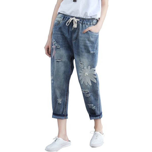 4xl high waist jeans women ripped hole harem pants plus size jeans for women elastic waist vintage loose mom femme q1109, Blue
4xl high waist jeans women ripped hole harem pants plus size jeans for women elastic waist vintage loose mom femme q1109, Blue