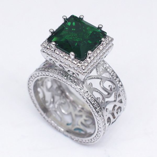 2019 exaggerated fashion flower hollow square green color princess ring, Slivery;golden
2019 exaggerated fashion flower hollow square green color princess ring, Slivery;golden