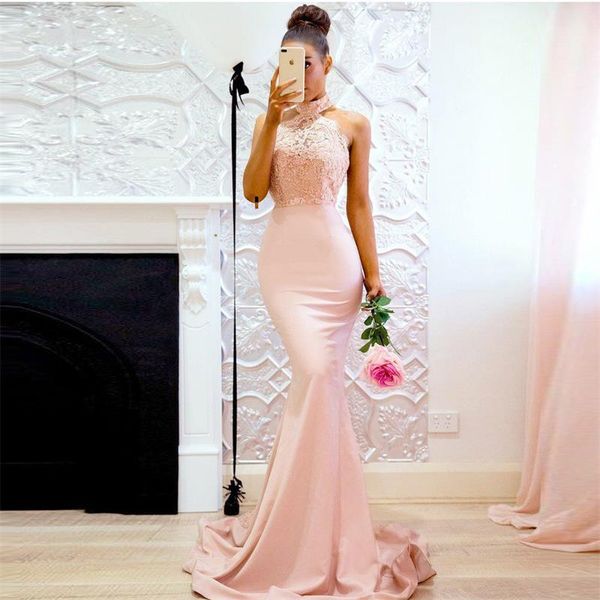 pink open back mermaid prom dresses new halter sweep strain lace applique sleeveless formal evening dress party gowns, White;black
pink open back mermaid prom dresses new halter sweep strain lace applique sleeveless formal evening dress party gowns, White;black