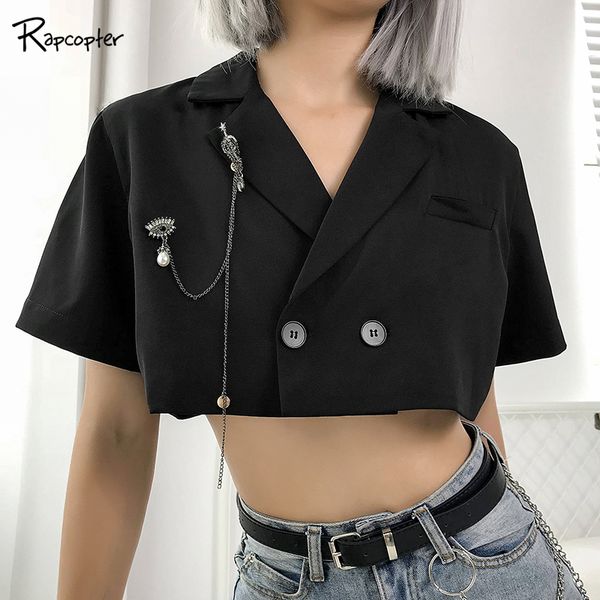 rapcopter short sleve femme casual with brooch accessories jacket turn-down collar short loose harajuku summer korean outer coat, Black;brown
rapcopter short sleve femme casual with brooch accessories jacket turn-down collar short loose harajuku summer korean outer coat, Black;brown
