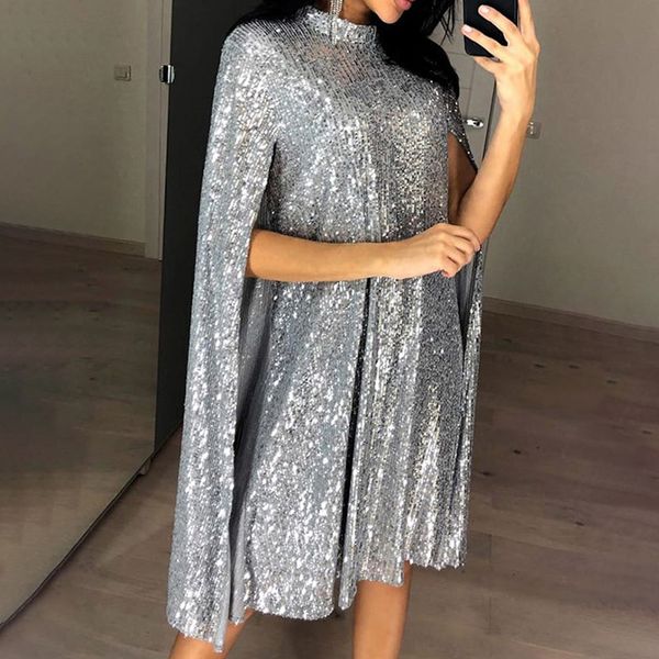 women's sequined party midi dress party cloak sleeves new year dresses female winter loose elegant fashion ladies clothes, Black;gray
women's sequined party midi dress party cloak sleeves new year dresses female winter loose elegant fashion ladies clothes, Black;gray