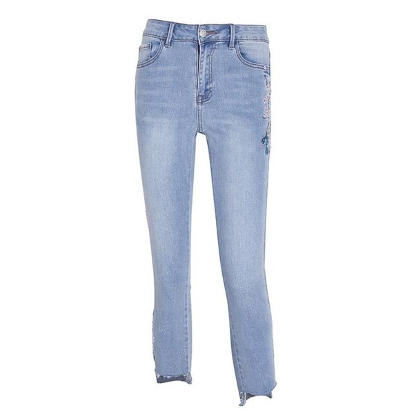 Bird Floral Embroidery Jeans Female Casual High Waist Jeans Calf Length Pants Light Blue Long Denim Pants Women 
Bird Floral Embroidery Jeans Female Casual High Waist Jeans Calf Length Pants Light Blue Long Denim Pants Women