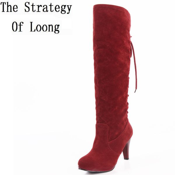 korean style women autumn winter thin high heel nubuck leather knee high boots back lace-up long boots plus size 33-48 sxq0701, Black
korean style women autumn winter thin high heel nubuck leather knee high boots back lace-up long boots plus size 33-48 sxq0701, Black
