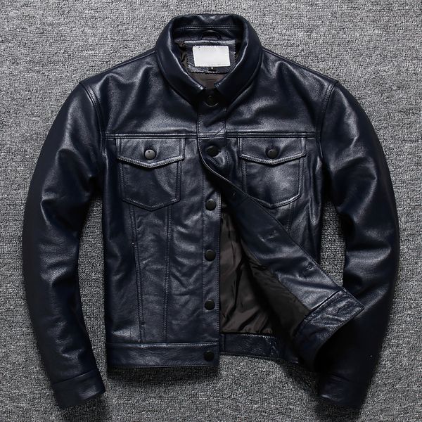 is cowboy blue lear jacket first layer lear skin material male version coat of cultivate, Black
is cowboy blue lear jacket first layer lear skin material male version coat of cultivate, Black