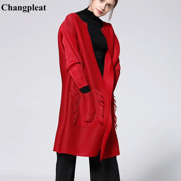 changpleat 2019 spring new loose women trench miyak pleated fashion pockets tassel 3/4 sleeve single button female long coats t9, Tan;black
changpleat 2019 spring new loose women trench miyak pleated fashion pockets tassel 3/4 sleeve single button female long coats t9, Tan;black