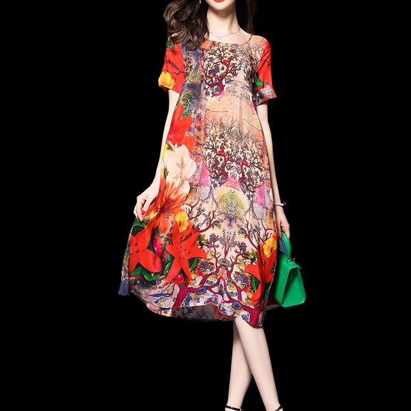 new spring retro multicolor floral printing loose dress plus size 3xl summer national womens faux silk elegant dresses, Black;gray
new spring retro multicolor floral printing loose dress plus size 3xl summer national womens faux silk elegant dresses, Black;gray