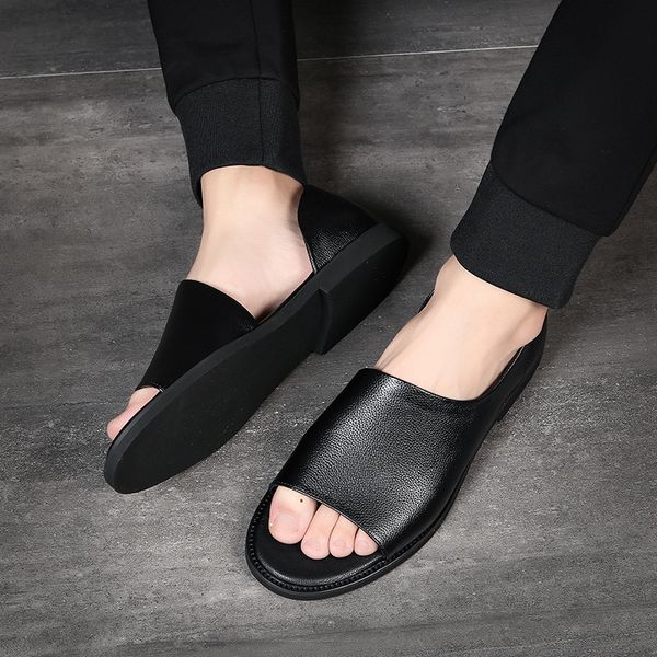 men's summer sandals genuine leather comfortable slip-on casual sandals fashion men slippers zapatillas hombre, Black
men's summer sandals genuine leather comfortable slip-on casual sandals fashion men slippers zapatillas hombre, Black