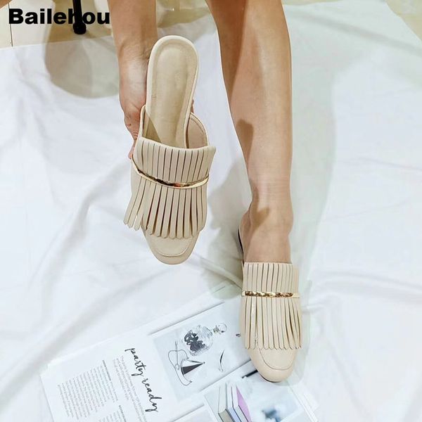 bailehou women slippers flat casual mule shoes low heel tassel slides slip on loafer fashion buckle shoe female chaussure, Black
bailehou women slippers flat casual mule shoes low heel tassel slides slip on loafer fashion buckle shoe female chaussure, Black