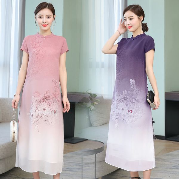 2019 chinese dress qipao cheongsam half sleeve vintage cheongsam dress loose casual women midi floral print chiffon, Red
2019 chinese dress qipao cheongsam half sleeve vintage cheongsam dress loose casual women midi floral print chiffon, Red