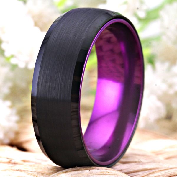 wedding band rings for women classic tungsten rings black tungsten with purple aluminum engagement ring custom11, Silver
wedding band rings for women classic tungsten rings black tungsten with purple aluminum engagement ring custom11, Silver