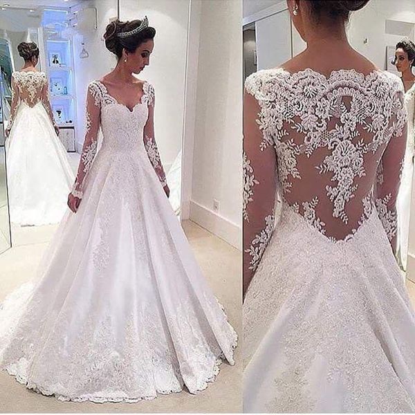 white ivory lace appliques long sleeves wedding dresses 2019 v neck sheer back bridal gowns abendkleider
white ivory lace appliques long sleeves wedding dresses 2019 v neck sheer back bridal gowns abendkleider