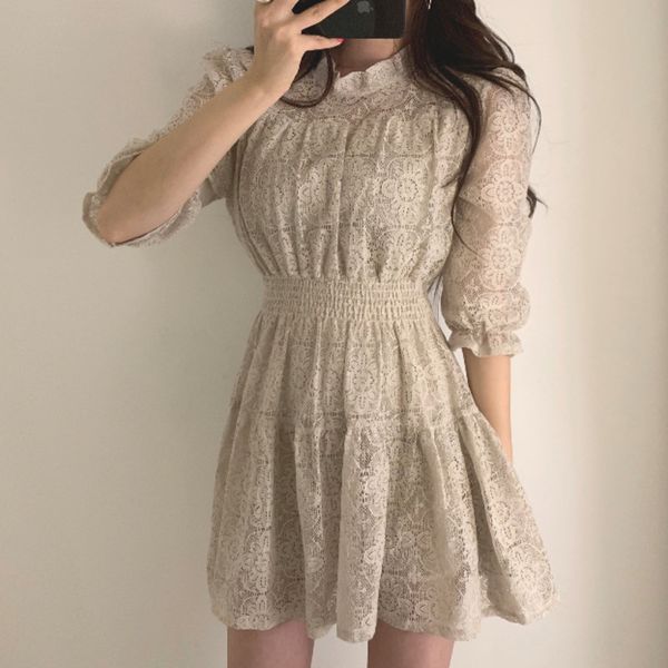 casual dresses 2021 personality cutout summer breathable lace elastic waist korea womens girl female dress flowers e047, Black;gray
casual dresses 2021 personality cutout summer breathable lace elastic waist korea womens girl female dress flowers e047, Black;gray