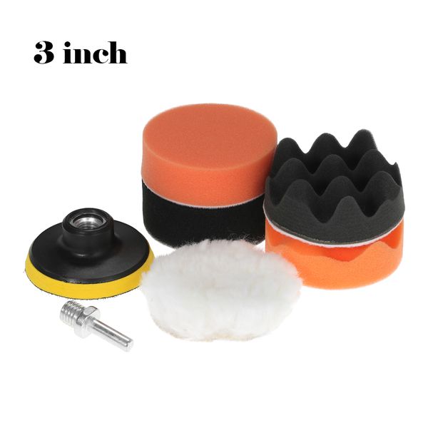 

7pcs car polishing sponge pad kit set waxing buffing pads 4 polishing pads +woolen buffer + adhesive backer pad for car polisher