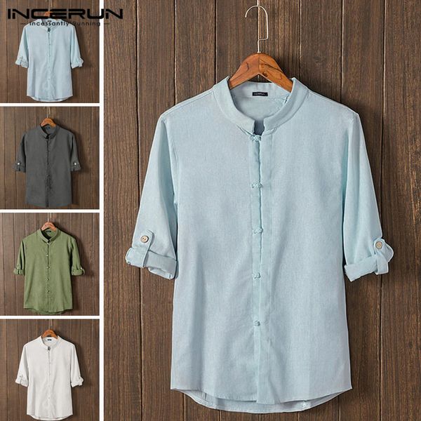 incerun vintage shirt men solid color long sleeve button streetwear stand collar casual shirt 2019 cotton chinese style men, White;black
incerun vintage shirt men solid color long sleeve button streetwear stand collar casual shirt 2019 cotton chinese style men, White;black