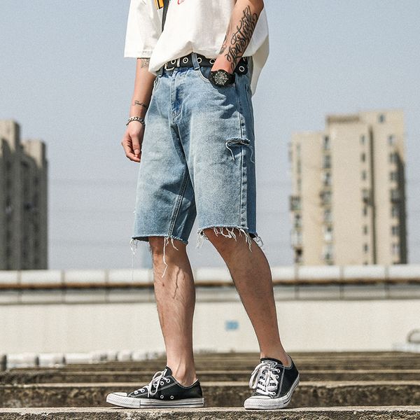 korean new fahsion denim knee length shorts loose and comfortable hole jeans summer new trend fit straight jeans size 28-36, Blue
korean new fahsion denim knee length shorts loose and comfortable hole jeans summer new trend fit straight jeans size 28-36, Blue