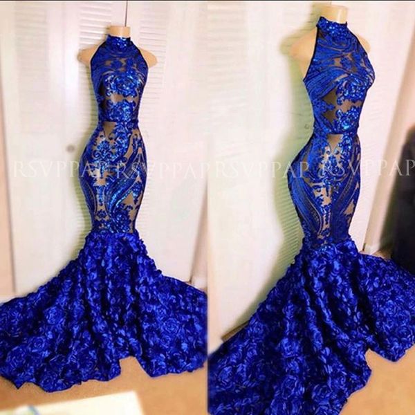 2020 royal blue sequin 3d flowers mermaid prom dresses high neck custom made evening gowns for african girls, Black
2020 royal blue sequin 3d flowers mermaid prom dresses high neck custom made evening gowns for african girls, Black