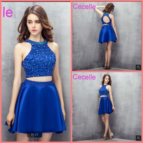 vestido de festa new royal blue two pieces short cocktail dresses fully crystals satin skirt open back juniors informal short prom party, Black
vestido de festa new royal blue two pieces short cocktail dresses fully crystals satin skirt open back juniors informal short prom party, Black