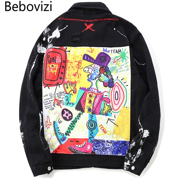 bebovizi men denim jacket coats streetwear graffiti hip hop jackets fashion male black jacket turn-down collar outwear 2019, Black;brown
bebovizi men denim jacket coats streetwear graffiti hip hop jackets fashion male black jacket turn-down collar outwear 2019, Black;brown
