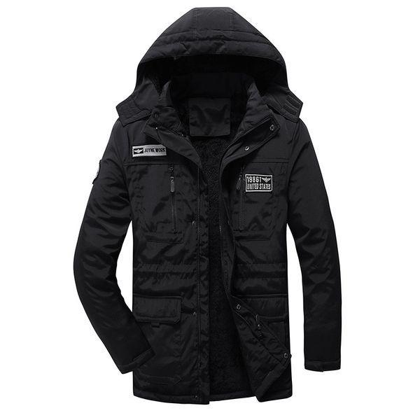 new men's parka jacket winter hooded velvet thick windproof men warm coat male medium-long parkas brand clothing, Black
new men's parka jacket winter hooded velvet thick windproof men warm coat male medium-long parkas brand clothing, Black
