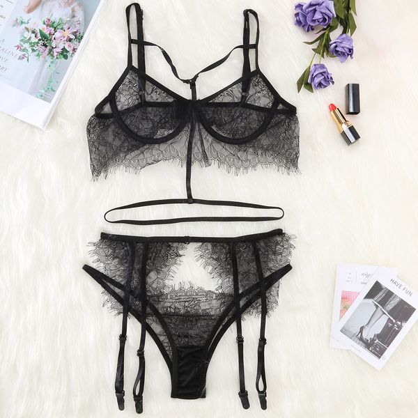 women tights lingerie bra and panty set for plus size lace hollow openwork perspective three-piece set, Red;black
women tights lingerie bra and panty set for plus size lace hollow openwork perspective three-piece set, Red;black