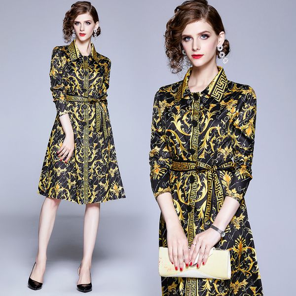 luxury designer baroque print vintage dress plus size women long sleeve lapel neck ladies elegant dress slim runway office a-line dress, Black;gray
luxury designer baroque print vintage dress plus size women long sleeve lapel neck ladies elegant dress slim runway office a-line dress, Black;gray