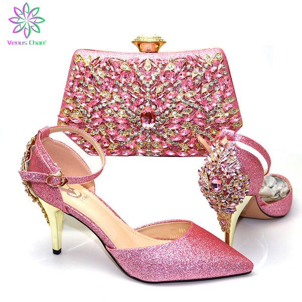 new nice looking elegant pink color woman shoes and purse set nigerian style pumps party shoes and bag set for wedding, Black
new nice looking elegant pink color woman shoes and purse set nigerian style pumps party shoes and bag set for wedding, Black